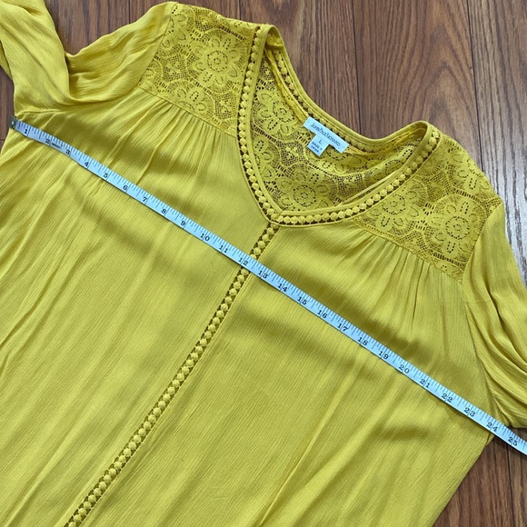John Paul Richard womens crochet lace mustard yellow boho 3/4 sleeve top size - Picture 12 of 15